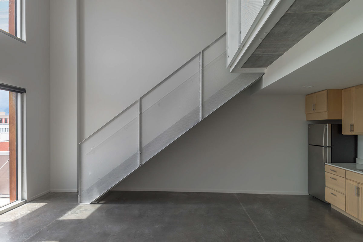 Image of the staircase leading up to the loft bedroom.